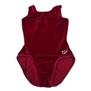 GK Elite Leotard  Girl Gymnastics Dance  Red Velour